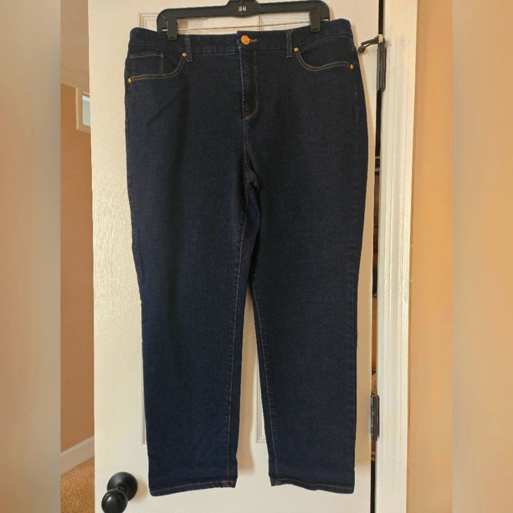 Chico's So Slimming Girlfriend Ankle Dark Wash Jeans (Sz 2.5)